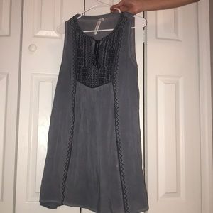 Denim chambray sleeveless shift dress